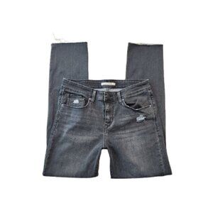 Levi's Charcoal Gray Distressed Classic Mid Rise Skinny Jeans